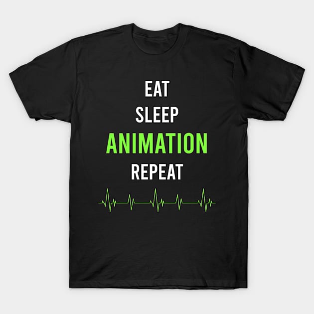 Eat Sleep Repeat Animation T-Shirt by symptomovertake